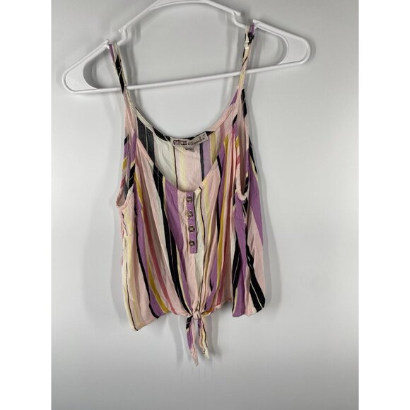 Gypsies & Moondust Vertical Stripe Spaghetti Strap Tank Top Tie Waist Size M - Picture 1 of 3